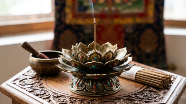 Tibetan Brass Lotus Incense Holder Tibetan Brass Lotus Incense Holder