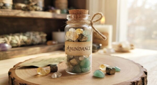 Abundance & Prosperity Vial Set (Citrine, Pyrite, Green Aventurine)