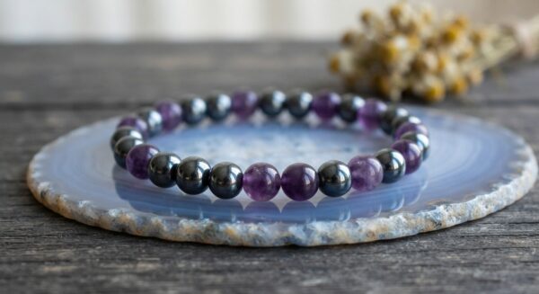 Amethyst & Hematite Stress-Relief Bracelet