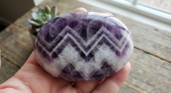 Banded Chevron Amethyst Palm Stone