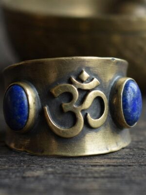 Brass Om Statement Band with Lapis