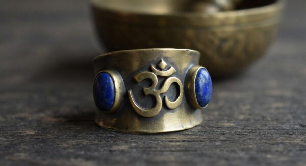 Brass Om Statement Band with Lapis