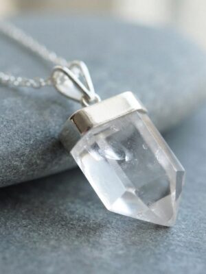 Clear Quartz Point Solitaire Pendant