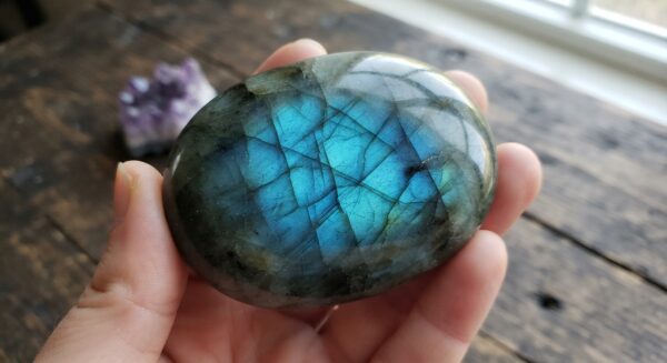 Flashy Blue Labradorite Palm Stone