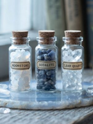 Intuition & Clarity Vial Set (Moonstone, Sodalite, Clear Quartz)