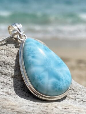Larimar Teardrop Silver Pendant