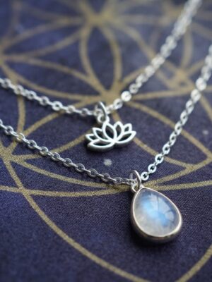 Sacred Lotus & Moonstone Layered Chain