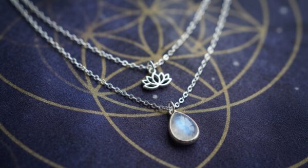 Sacred Lotus & Moonstone Layered Chain