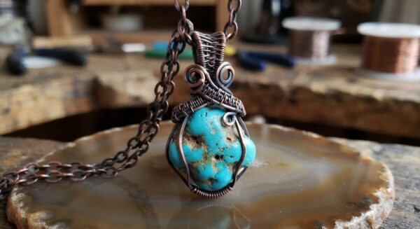 Wire-Wrapped Turquoise Copper Copper Pendant Wire-Wrapped Turquoise Copper Copper Pendant